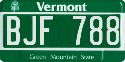 VT license plate BJF788