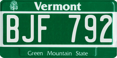 VT license plate BJF792