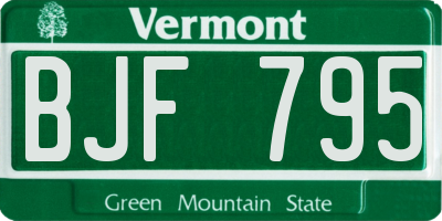 VT license plate BJF795
