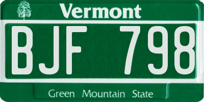 VT license plate BJF798
