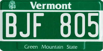 VT license plate BJF805
