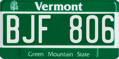 VT license plate BJF806