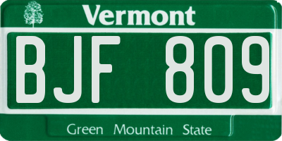 VT license plate BJF809