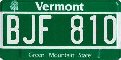 VT license plate BJF810