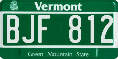 VT license plate BJF812