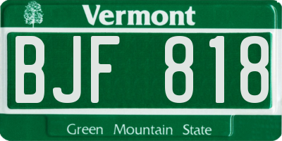 VT license plate BJF818