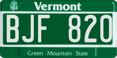 VT license plate BJF820