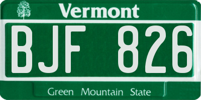 VT license plate BJF826