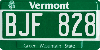 VT license plate BJF828