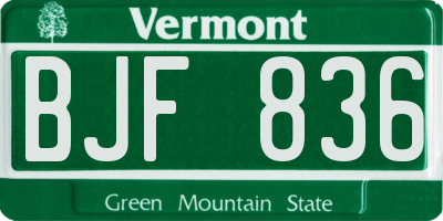 VT license plate BJF836