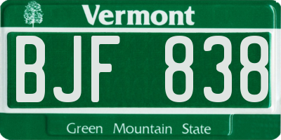 VT license plate BJF838