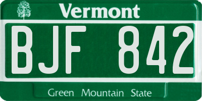 VT license plate BJF842