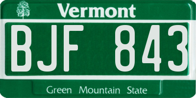 VT license plate BJF843