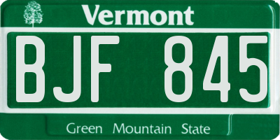 VT license plate BJF845