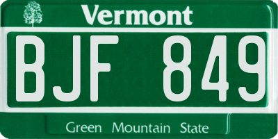 VT license plate BJF849