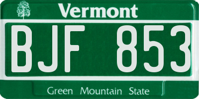 VT license plate BJF853