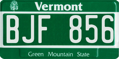 VT license plate BJF856