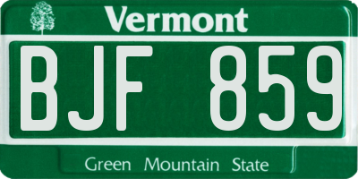 VT license plate BJF859