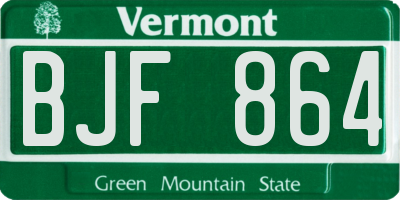 VT license plate BJF864