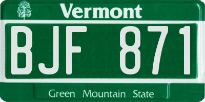 VT license plate BJF871