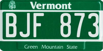 VT license plate BJF873