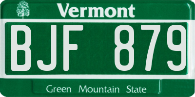 VT license plate BJF879