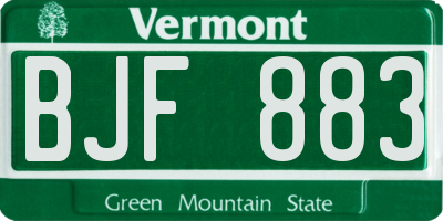 VT license plate BJF883