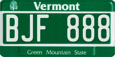VT license plate BJF888