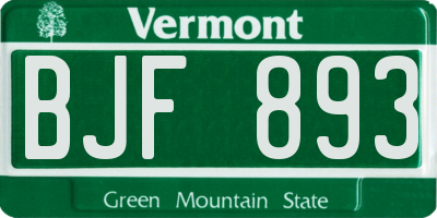 VT license plate BJF893