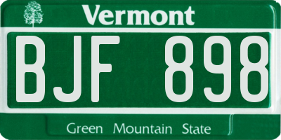VT license plate BJF898
