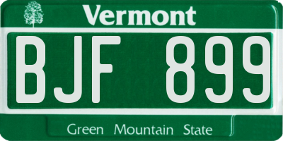 VT license plate BJF899