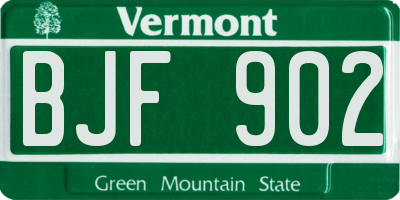 VT license plate BJF902
