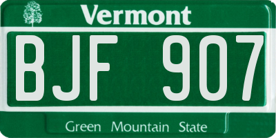 VT license plate BJF907