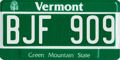 VT license plate BJF909