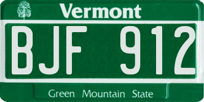 VT license plate BJF912