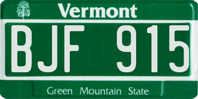 VT license plate BJF915