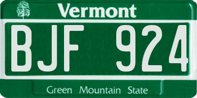 VT license plate BJF924