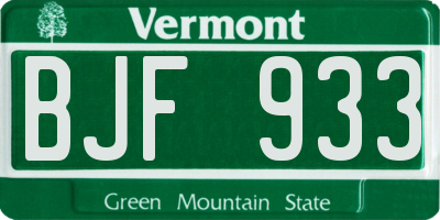 VT license plate BJF933