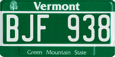 VT license plate BJF938