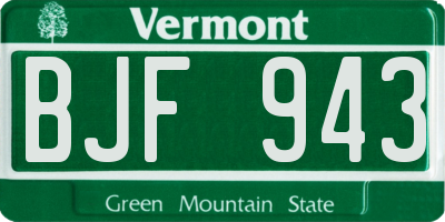 VT license plate BJF943