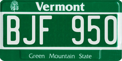 VT license plate BJF950