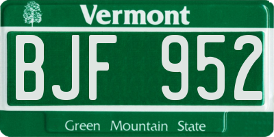 VT license plate BJF952