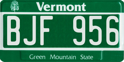 VT license plate BJF956