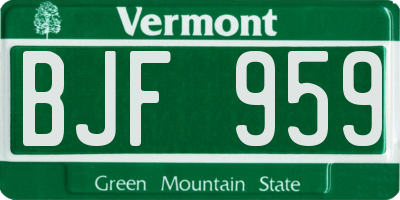 VT license plate BJF959