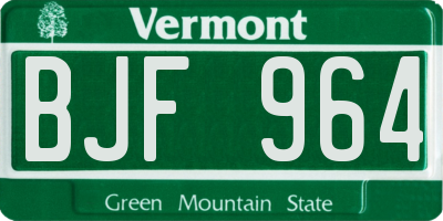 VT license plate BJF964