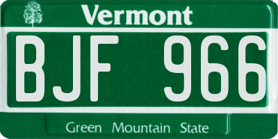 VT license plate BJF966