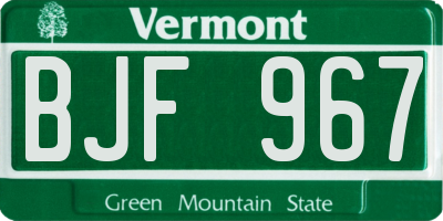 VT license plate BJF967