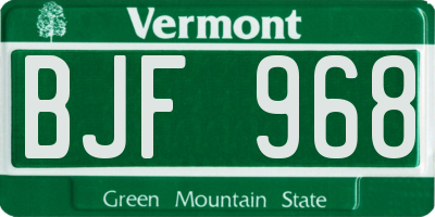 VT license plate BJF968