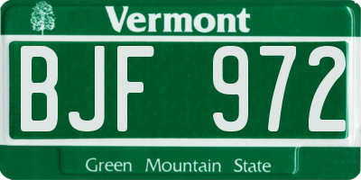 VT license plate BJF972