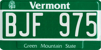 VT license plate BJF975
